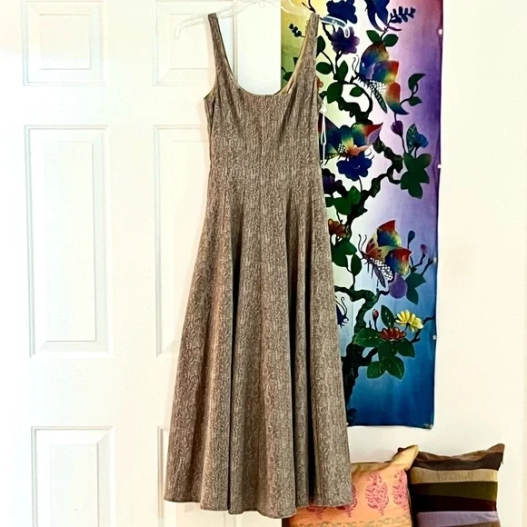 🌺🎉HP🎉🌺 NWT Staud Wells Midi Dress Mocha Herringbone - Picture 11 of 16